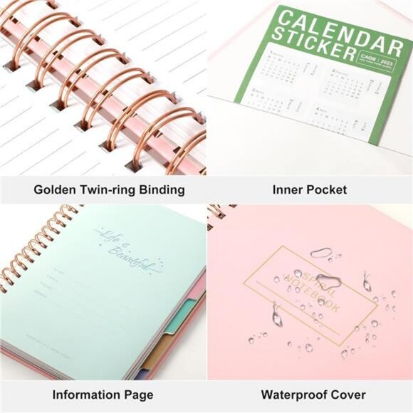 8"x10" Large Spiral Lined Journals Notebook for Women with‎ Dividers 240 Pages - Picture 2 of 6